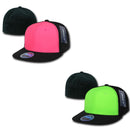 1 Dozen Decky Blank Retro Neon Flat Bill Flex Fit Fitted Baseball Hats Wholesale- 2 image