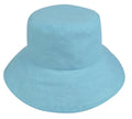 1 Dozen Ponytail Reversible Bucket Caps Hats Ramie Cotton Wholesale Bulk-LT.BLUE/IVORY-