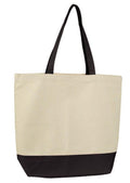 2 Pack Cotton Canvas Reusable Grocery Shopping Tote Bags Gym Shoe Worm Books 17inch-BLACK/NATURAL-