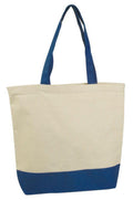 2 Pack Cotton Canvas Reusable Grocery Shopping Tote Bags Gym Shoe Worm Books 17inch-ROYAL/NATURAL-