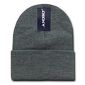 2 Pack New Classic Decky Beanies Cuffed Long Acrylic Skull Warm Winter Unisex-Heather Charcoal-