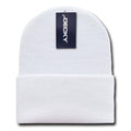2 Pack New Classic Decky Beanies Cuffed Long Acrylic Skull Warm Winter Unisex-White-