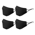 Cotton Face Mask 4 Pack Cloth Masks Multi Color for Mouth Nose Washable Reusable Double Layer Adjustable Unisex-Black-