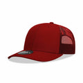 Decky 6021 Mid Prof 6Panel Poly/Cot Trucker Hats Caps Series One Solids-Cardinal-
