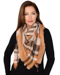 Casaba Womens Warm Winter Scarves Scarf Wraps Shawls Blankets Triangle Plaid-Rose-Tonal-Stripes-