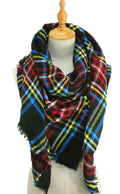 Casaba Womens Warm Winter Scarves Scarf Wraps Shawls Blankets Triangle Plaid-Red-Black-Multi-