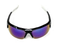 Polarized Half Frame Sunglasses Sports Warrior Style Driving Motorcycle Fishing-MIrror / White (frame)-