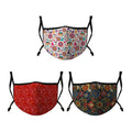 Casaba 3 Pack Face Mask Stylish Prints Cotton Poly Adjustable Washable Reusable-Cultural 3 Pack-