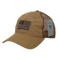 Rapid Dominance USA American Flag Text Ripstop 6 Panel Trucker Dad Caps Hats-USA2- Coyote-
