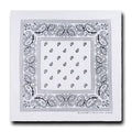 1 Dozen Pack Printed Bandanas 100% Cotton Cloth Scarf Wrap Face Mask Cover-White-