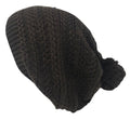 Casaba Warm Beanies French Beret Braided Knit with Pom Hats Caps for Women-Brown-