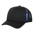Decky Solid Two Tone 5 Panel Kids Foam Trucker Hats Caps Unisex-Black-