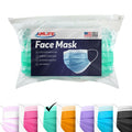 Amlife Face Masks Colorful Adult Made in USA Imported Fabric Pink Magenta Purple Green Orange Blue Black-Green-10 Pack-
