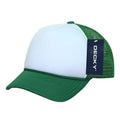 Decky Solid Two Tone 5 Panel Kids Foam Trucker Hats Caps Unisex-Kelly/White-