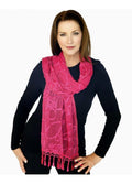 Casaba Womens Elegant Lace Scarves Scarf Shawl Formal Bridal Fringe Sheer Wrap-Hot Pink-