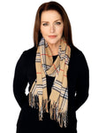 Casaba Womens Warm Winter Scarves Scarf Wraps Shawls Blankets Triangle Plaid-Beige-Dual Tone-Plaid-