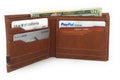 Casaba Genuine Leather Bifold Wallets Cash Slots ID Coin Key Pocket Mens Womens-Tan with Brown Trim-