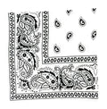 Casaba Paisley Printed Bandana 100% Cotton Neck Head Band Wrap Scarf Biker-White-