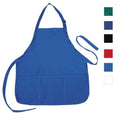 6 Pack Full Adult Size Bib Aprons With 3 Waist Pockets Plain Solid Colors Kitchen Chef Waiter Crafts Wholesale Bulk-ASSORTED COLORS-