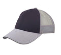 6 Panel Mesh With Sandwich Bill Solid Two Tone Baseball Caps Hats Unisex-Gray/Black-