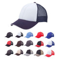 6 Panel Mesh With Sandwich Bill Solid Two Tone Baseball Caps Hats Unisex-Hot Pink-