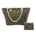 Empire Cove Designer Printed Cotton Canvas Tote Bags Reusable Beach Shopping-Leopard-