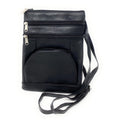 Casaba Womens Genuine Leather Crossbody Purse Shoulder Messenger Bag Organizer-Black-