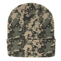 Digital Pixel Camo Camouflage Warm Winter Beanies-LONG CUFFED-KNIT D 014 GRAY PIXEL CAMO-
