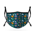 Cute Face Masks for Kids Child Adjustable Boys Girls Ages 3 to 9 Cotton Poly Washable Reusable 2 Layer Pocket Filter-Dinosaur Friends-