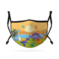 Cute Face Masks for Kids Child Adjustable Boys Girls Ages 3 to 9 Cotton Poly Washable Reusable 2 Layer Pocket Filter-Dinosaur Paradise-