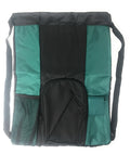 Large Big Drawstring Backpack Sack Rucksack Pack Bag Heavy Duty 14x19inch-BLACK / DARK GREEN-