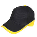 Racing Baseball Hats Caps Sandwich Brushed Cotton 6 Panel Low Crown Two Tone-Black/Gold-