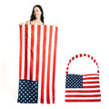 Empire Cove 2 in 1 Convertible Beach Towel Tote Bag Shoulder Bag Pool Swim-USA Flag-