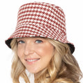 Empire Cove Womens Houndstooth Print Bucket Hat Fishermans-Burgundy-