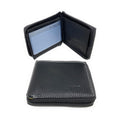 Empire Cove VIP Classic Genuine Leather Slim Bifold Wallets Zippered Flip Up ID-Black-