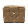 Empire Cove Womens Bifold Quilted Heart Rhinestone Wallets Ladies Teens-Khaki-