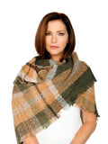 Casaba Rustic Style Plaid Scarves Scarf Wraps Shawls Womens Unisex Warm Winter-Peach-Rustic-Stripes-