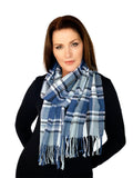 Casaba Tri-Tone Plaid Warm Winter Scarves Scarf Wraps Shawls Womens Mens Unisex-Blue-Tritone-Plaid-