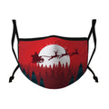 Casaba Face Masks Adult Kids Sizes Fun Cute Holiday Christmas Cotton Poly Adjustable Washable Reusable-Adult-Santa Sleigh-