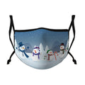 Casaba Face Masks Adult Kids Sizes Fun Cute Holiday Christmas Cotton Poly Adjustable Washable Reusable-Adult-Snowman Family-