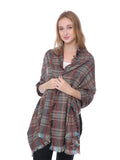 Casaba Stylish Blanket Scarves Wraps Shawls Heavy Warm for Winter Womens Mens Unisex-Brown-Relaxed-Plaid-