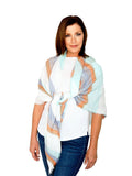 Casaba Womens Winter Scarves Scarf Wraps Shawls Plaid Style Great Gifts-Sky-White-Multi Stripes-
