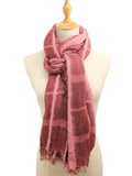 Casaba Womens Cotton Classy Sheer Scarves Scarf Shawls Light Wrap-Wine-