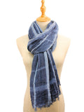 Casaba Womens Cotton Classy Sheer Scarves Scarf Shawls Light Wrap-Navy-