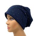 Empire Cove Stud Beanie with Fleece Winter Warm Womens Hats-Navy-