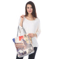 Empire Cove Designer Printed Cotton Canvas Tote Bags Reusable Beach Shopping-Eiffel Tower Print-
