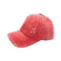 Empire Cove Womens Distressed Washed Ponytail Caps Hats Vintage Relaxed Fit-Salmon-