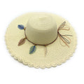 Empire Cove Womens Wide Brim Straw Hat Floppy Sun Hat Panama Fedora Summer-Feather Ivory-