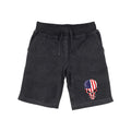 RAPDOM TS6 Fleece Gym Shorts Patriotic Skull USA Flag-Heather Charcoal-Small-