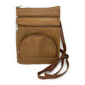 Casaba Womens Genuine Leather Crossbody Purse Shoulder Messenger Bag Organizer-Tan-